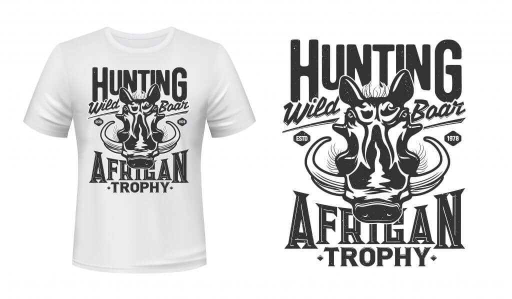 Warthog boar mascot t-shirt print vector