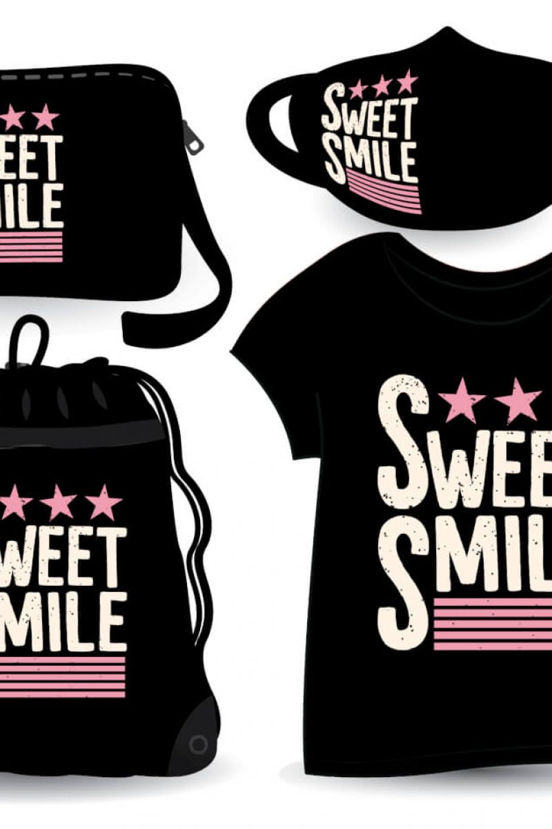 Sweet smile lettering design for t shirt and merchandising